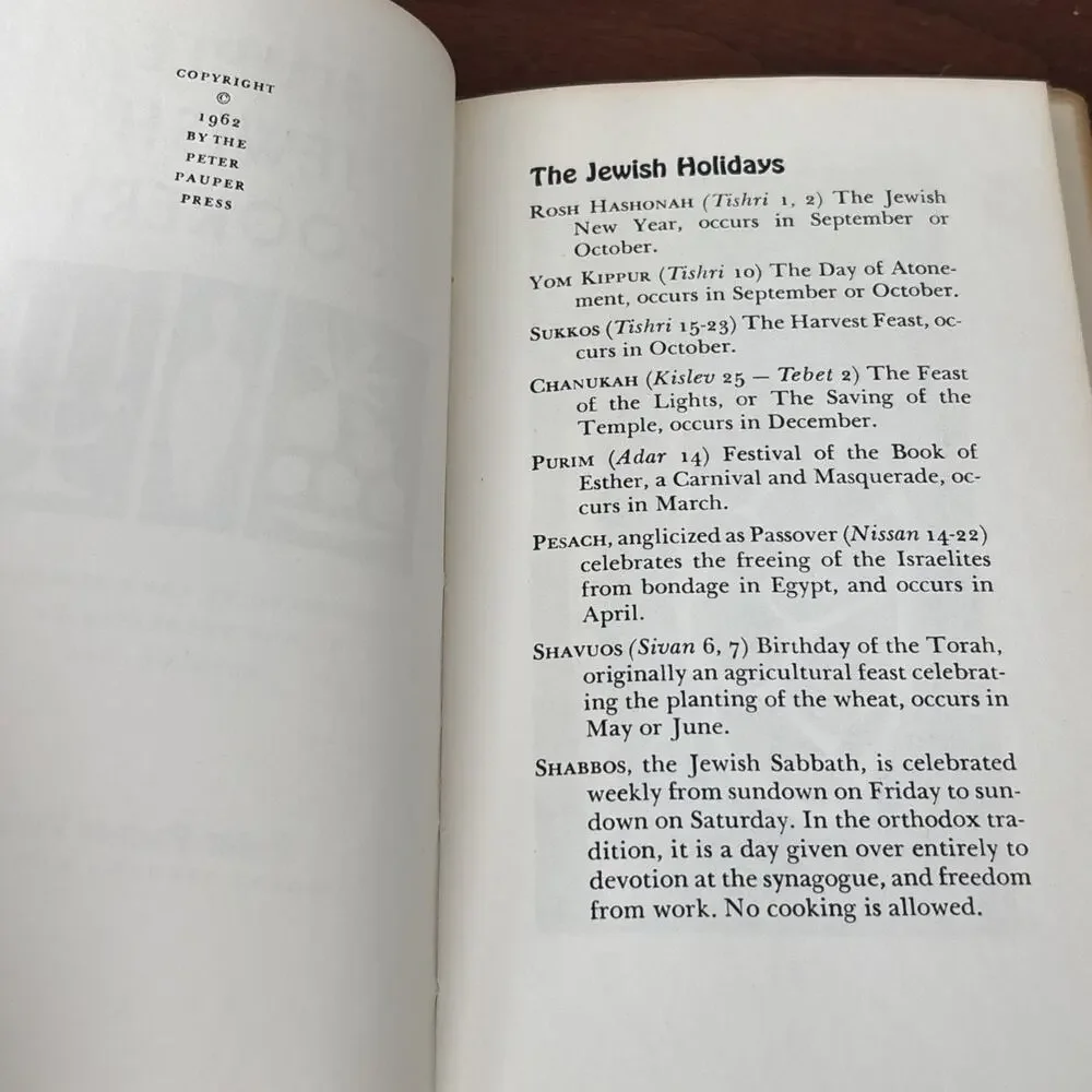 Peter Pauper Press Simple Jewish Cookery Cookbook 1962 Edna Beilenson HCDJ - Picture 8 of 10